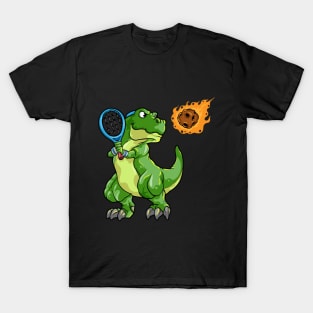 Dino with Tennis racket and Ball at Tennis T-Shirt